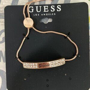 Guess Logo Rose-Gold Rhinestone Sliding Bracelet